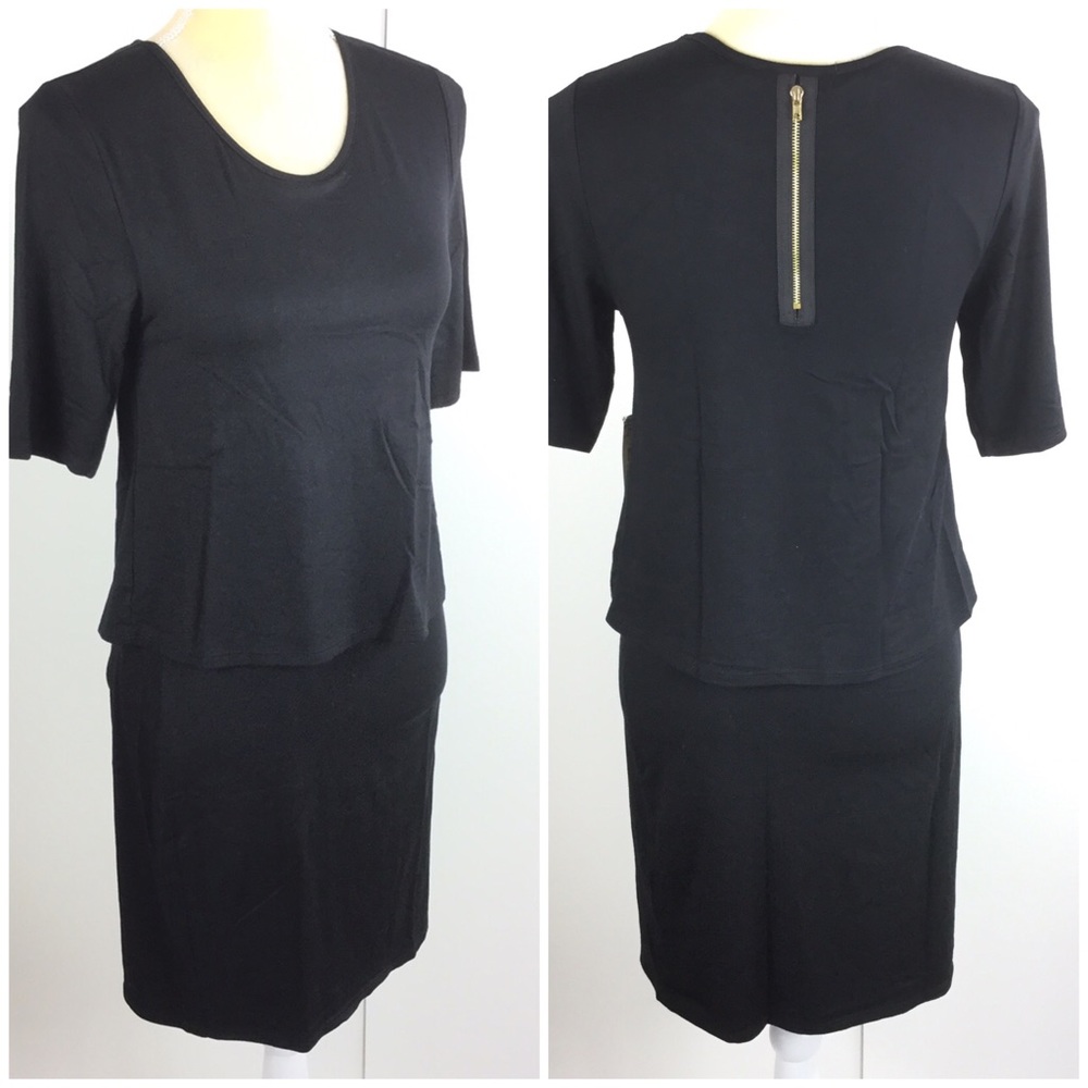 Janette Black Short Sleeve T-Shirt Stretch Dress
